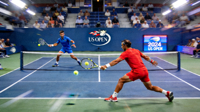 网球大满贯赛事直播，德约科维奇与纳达尔在球场上对决